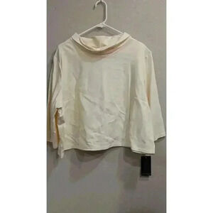 Women's crop cowl neck cream shirt by Laura Byrnes California 4x NEW w/Tags!